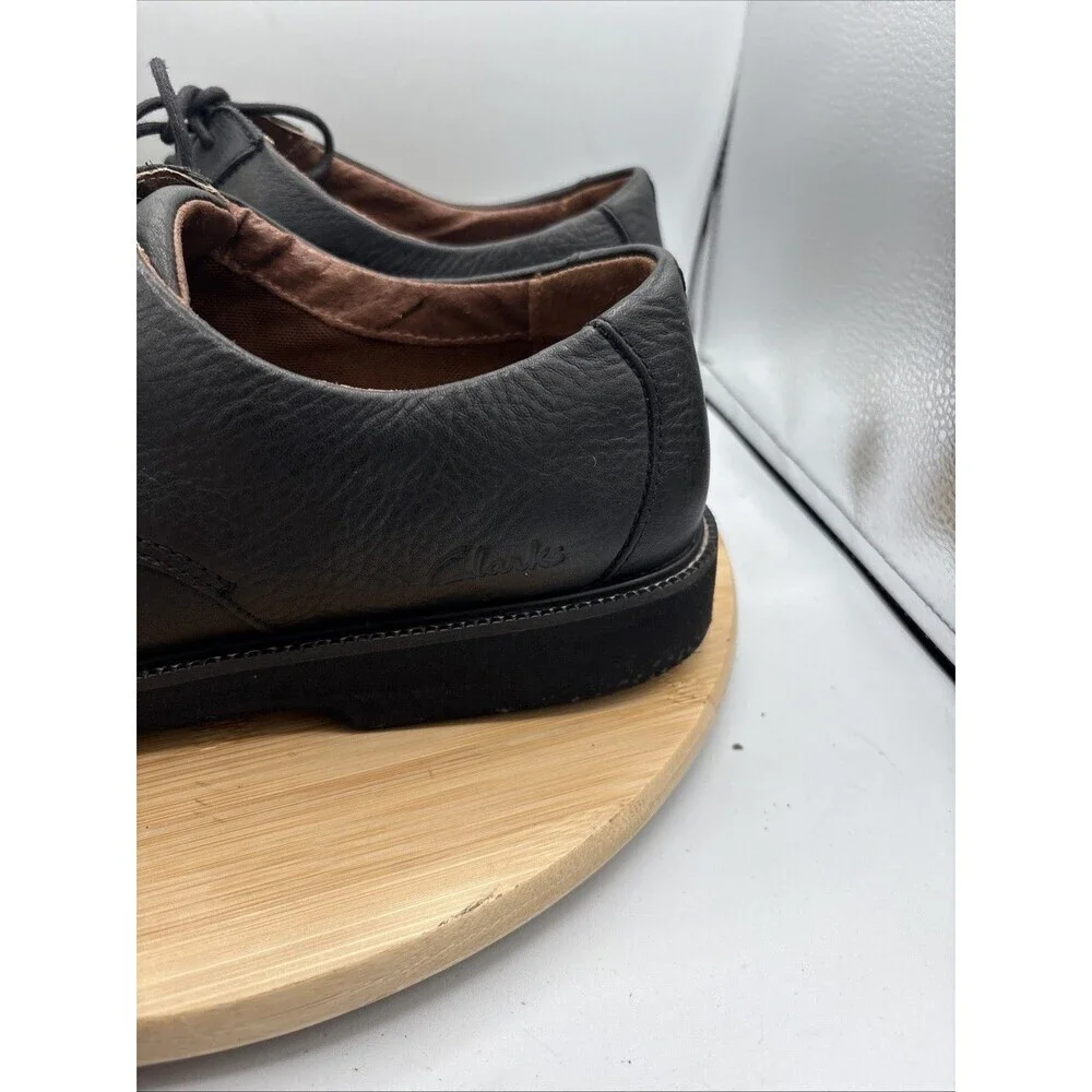 Clarks Oxford Shoes Mens 12 W Black Leather Waterproof Lace Up Casual 82465